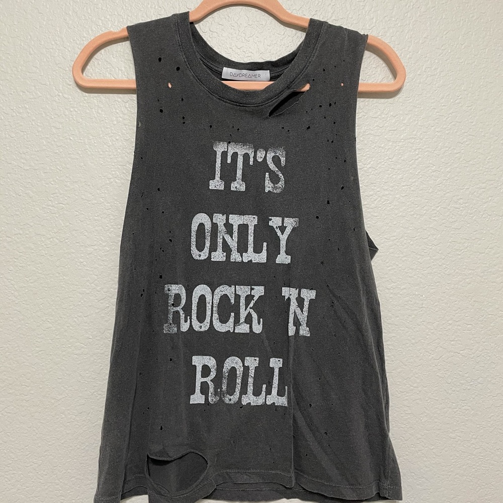 It’s only rock n roll distressed tank